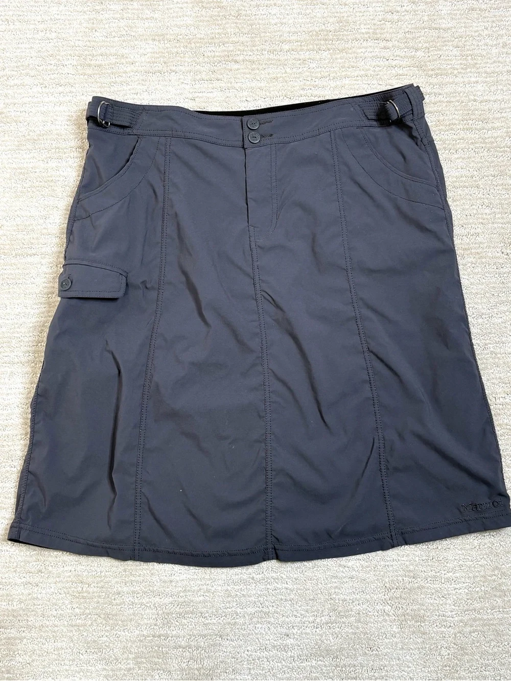 Marmot Cargo Pocket Utility Skirt Size 10 Dark Grey Lightweight Stretch Gorpcore